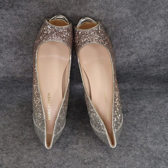 Marc Fisher Shoes Women 7.5 Platform Pump Peep Toe Glitter Fashion Harpyly Ombre - Picture 8 of 14